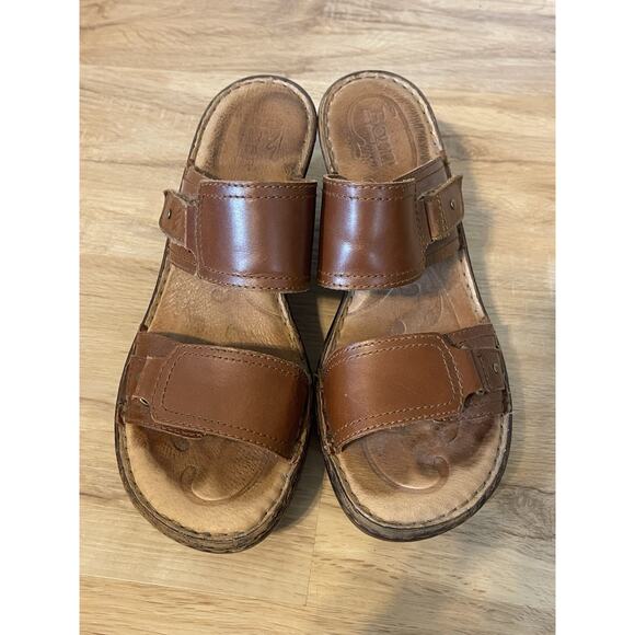 BORN Bellot Rust Brown Women's Leather Platform 2 Strap Sandals Size 9 - Picture 3 of 8